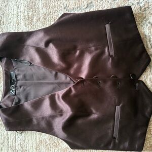 Zara Chocolate Satin Vest